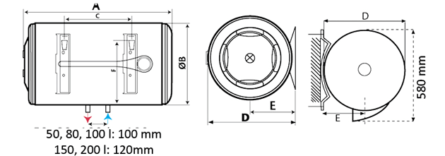 Електрически бойлер Atlantic O’Pro+ 200 литра за хоризонтален монтаж — описание 1