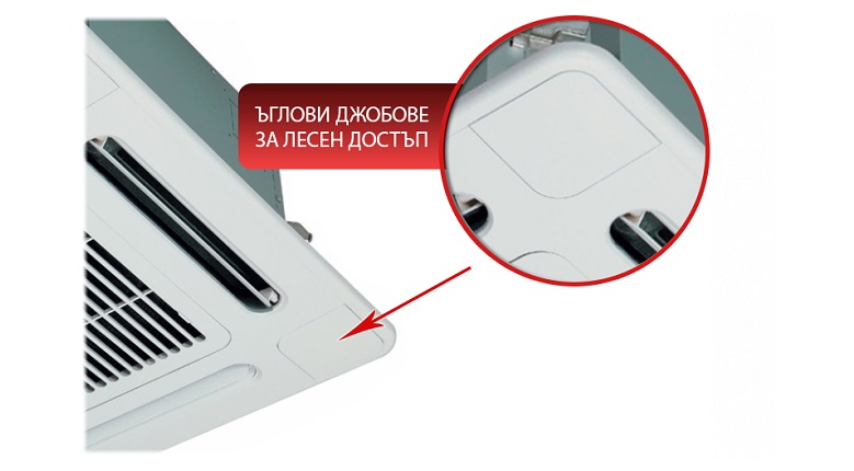 Toshiba касетъчен климатик: Ъглови джобове за лесен достъп